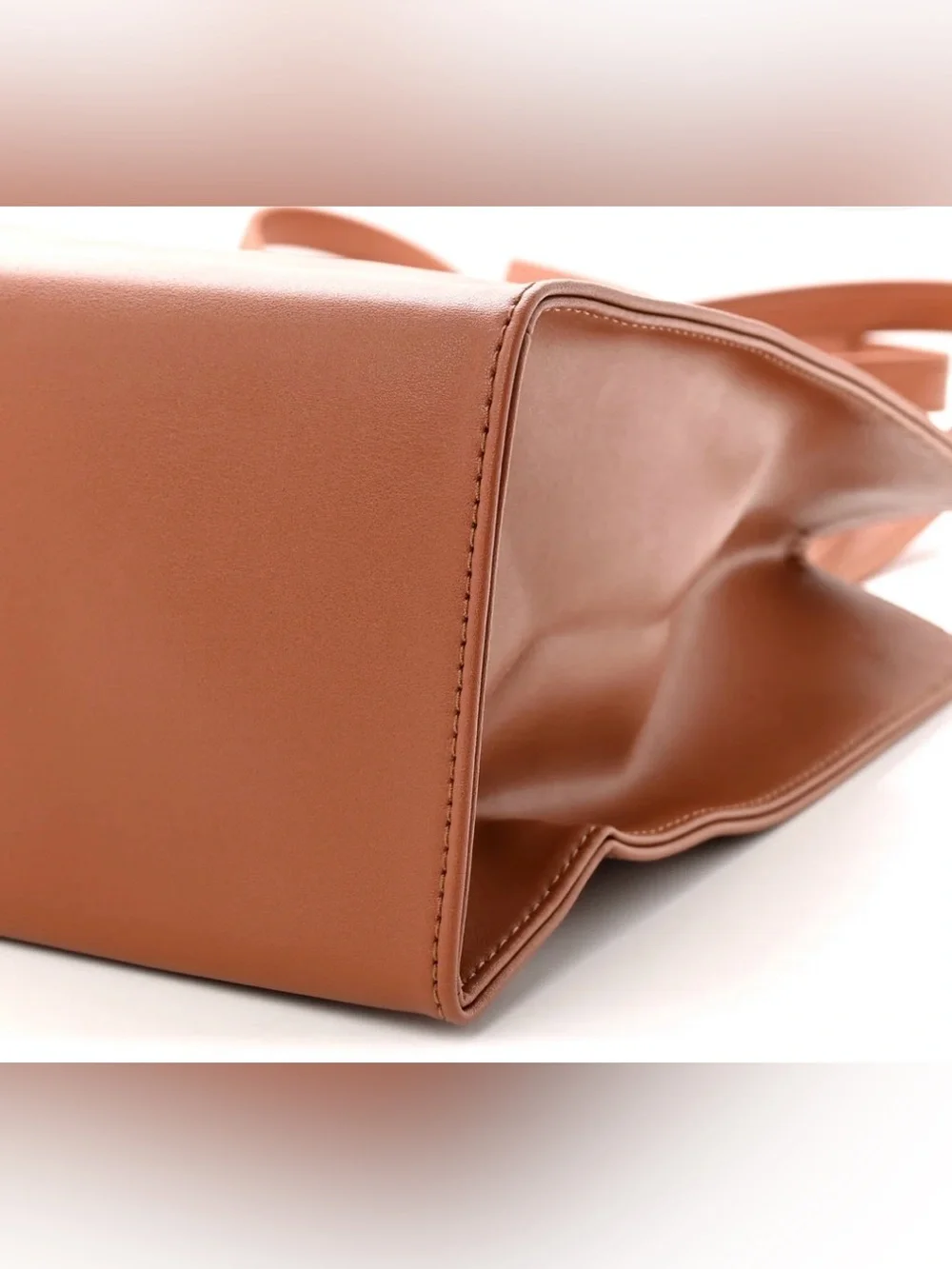 Telfar Leather Medium Cognac Brown Logo-Embossed Shopper Tote